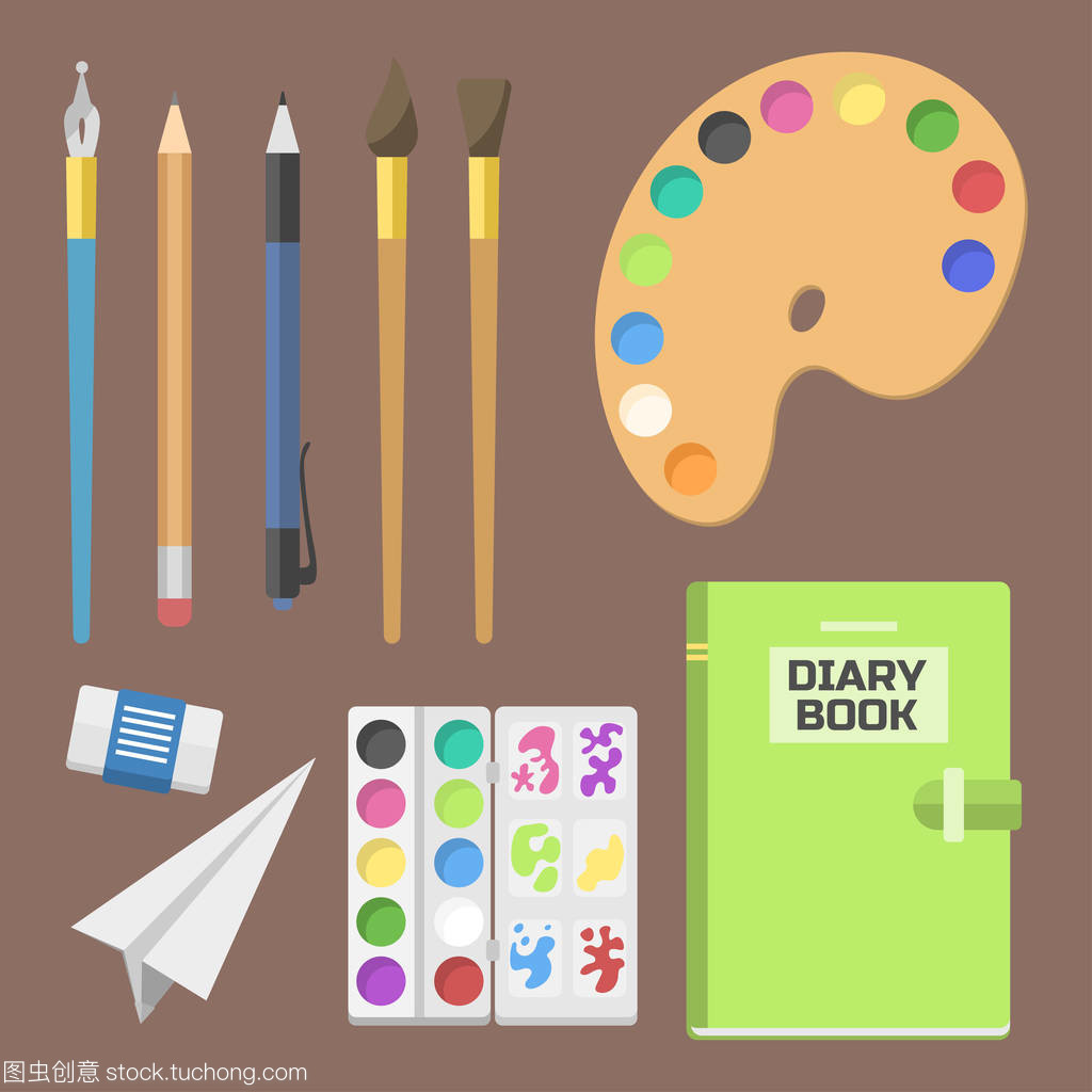 学习用品儿童文具教育配套学生笔记本矢量插图