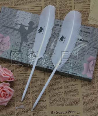 【白色火鸡毛笔 白色羽毛礼品笔 圆珠笔 走珠笔 可印刷 可定制长度】价格,厂家,图片,其他书写笔类,汕头市潮南区司马浦图忻文具厂-