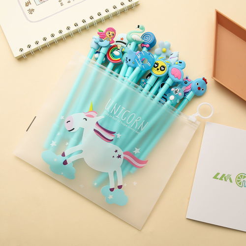 20支笔套装独角兽套装笔可爱动物图案少女心学生用品文具套装